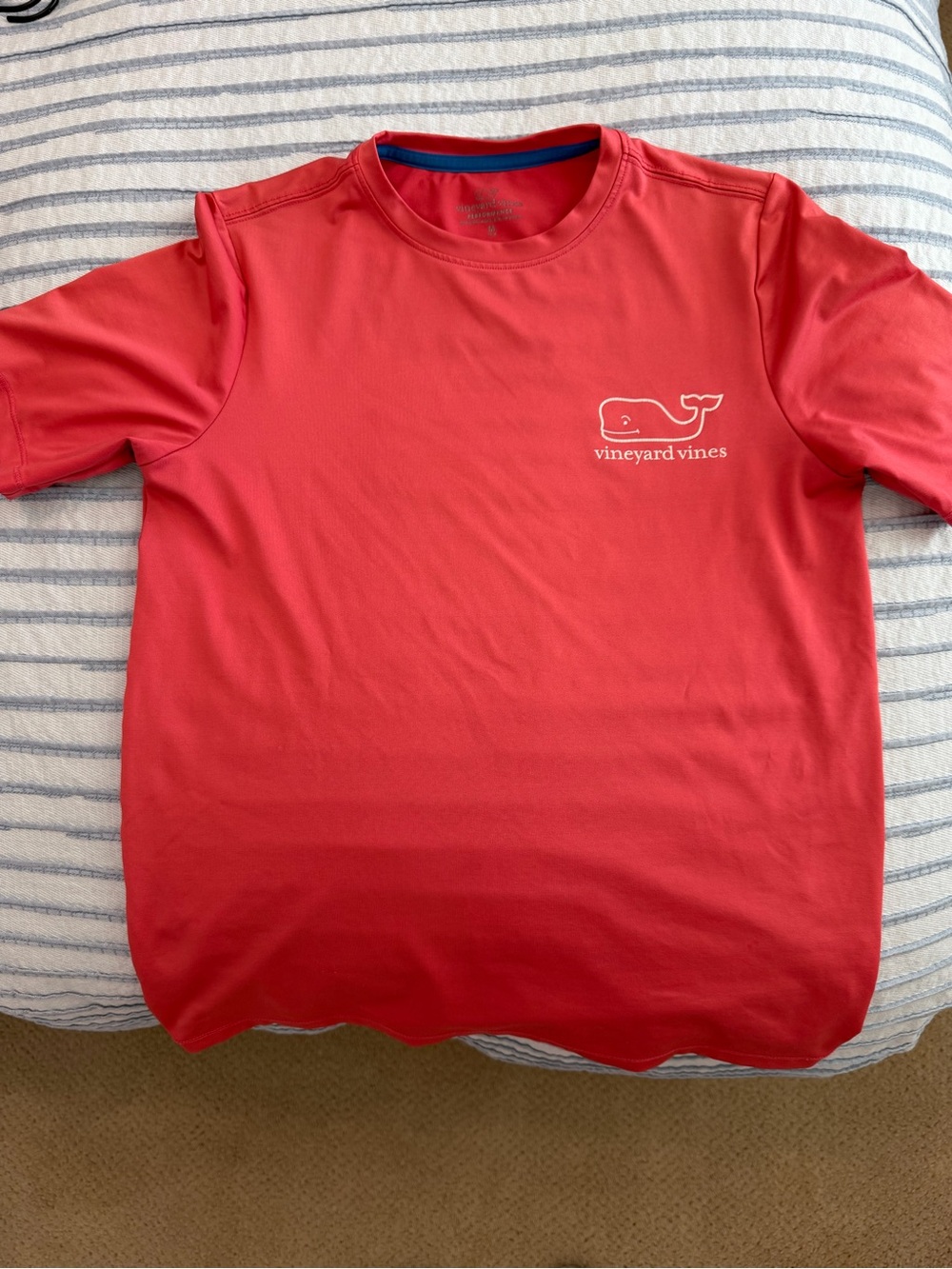 Vineyard Vines Boys Performance Whale Coral Crewneck Performance Tee